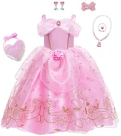 Stroje karnawałowe - Strój Przebranie Sukienka Aurora Śpiąca Królewna 134/140 Cm (140) Torebka Cekiny Zestaw - miniaturka - grafika 1