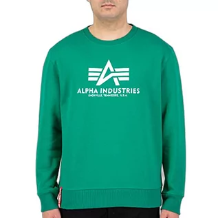 Bluzy męskie - ALPHA INDUSTRIES Basic Sweater Bluza męska, Zielona dżungla, XXL - grafika 1