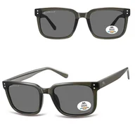 Okulary korekcyjne, oprawki, szkła - Prostokątne okulary przeciwsłoneczne z polaryzacją MP196C szare - miniaturka - grafika 1