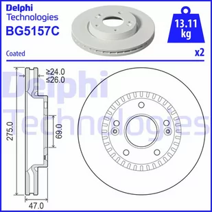 Tarcza hamulcowa DELPHI BG5157C - Tarcze hamulcowe - miniaturka - grafika 1
