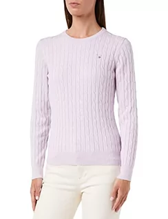 Swetry damskie - GANT Damski sweter ze stretchu, z dekoltem w kształcie litery C, łagodny fiolet, standardowy, Soothing Lilac, S - grafika 1