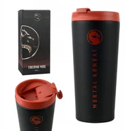 Kubki termiczne - CZARNY KUBEK TERMICZNY ZE STALI NIERDZEWNEJ HERMETYCZNA POKRYWKA Z ZAWORKIEM 440ml MORTAL KOMBAT KITE - miniaturka - grafika 1