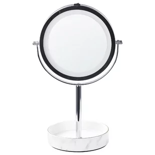 Lusterko kosmetyczne LED ø 26 cm srebrne z białym SAVOIE - Lusterka do makijażu - miniaturka - grafika 1