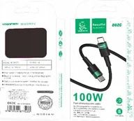 Kable USB - Kabel USB Denmen KABEL USB TYP-C DO TYP-C PD USB-C 3,6A DENMEN CZARNY OPLOT 1M D62 100W - miniaturka - grafika 1