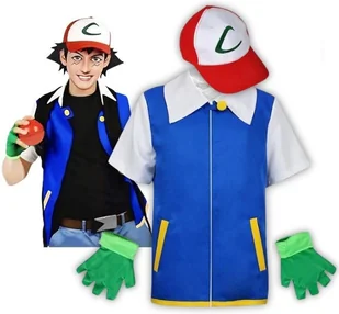 Strój Przebranie Kostium Ash Ketchum Pokemon Cosplay Karnawał S 164 170 Cm - Stroje karnawałowe - miniaturka - grafika 1