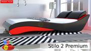 Łóżka - MEGA PROMOCJA - Stilo 2 Premium 200x200 czarno-czerwone - miniaturka - grafika 1