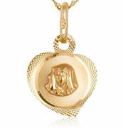 Biżuteria religijna - Murrano Złoty Medalik 585 Matka Boska w Sercu Łańcuszek Grawer ZZ-079_SIN-585-1MM - miniaturka - grafika 1