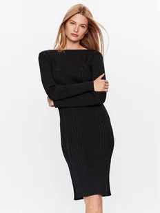 Calvin Klein Sukienka dzianinowa Iconic K20K205753 Czarny Slim Fit - Sukienki - miniaturka - grafika 1