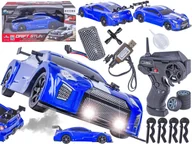 Zabawki zdalnie sterowane - DUŻY Samochód Do Driftu Auto RC Drift 1:16 2,4 GHz PARA DYM 4WD Niebieski Nissan GTR LED - miniaturka - grafika 1