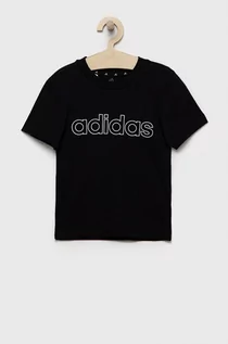 Koszulki dla chłopców - adidas t-shirt bawełniany dziecięcy kolor czarny z nadrukiem - grafika 1