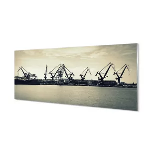 Szklany panel Gdańsk Stocznia żurawie rzeka 125x50 cm - Dekoracje domu - miniaturka - grafika 1