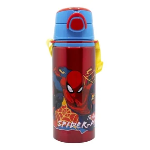 Bidon aluminiowy ze słomką i paskiem Spiderman 730ml - Bidony dla dzieci - miniaturka - grafika 1
