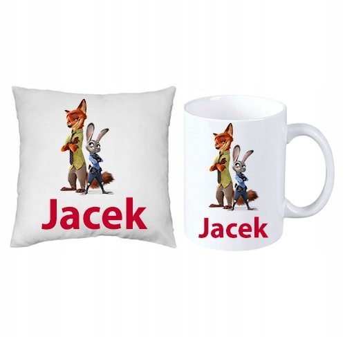 Zwierzogród ZESTAW PODUSZKA + KUBEK + IMIĘ