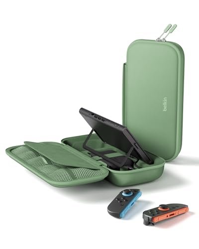 Belkin etui ładujące do Nintendo Switch 2 dla graczy z powerbankiem 10 000 mAh i wyświetlaczem LCD, ładowarka 30 W do szybkiego ładowania konsoli Nintendo Switch, uchwyt na AirTag i gry – Szałwia