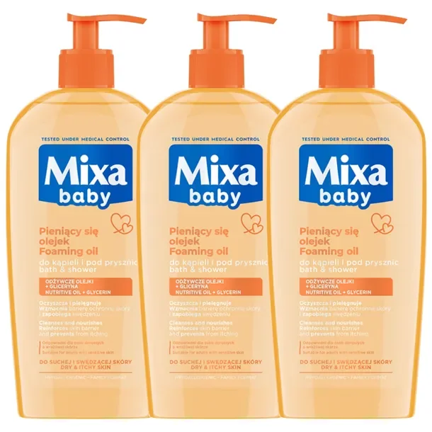 Mixa Baby Delikatny Płyn Do Kąpieli I Mycia Z Pieniącym Olejkiem 3x400ml