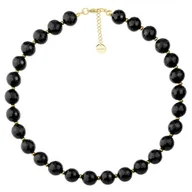 Naszyjniki - Choker z dużymi fasetowanymi kulkami czarnego onyksu damski naszyjnik - Manoki - miniaturka - grafika 1