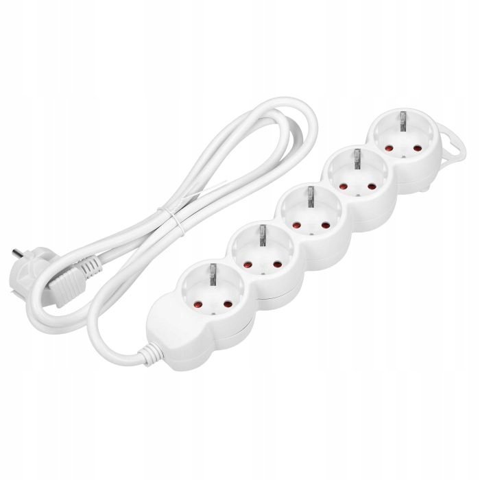 Przedłużacz 5-krotny Schuko 5m 3x1,5mm2 płaska wtyczka biały Orno