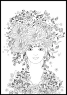 Kolorowanki, wyklejanki - Kolorowanka w formie plakatu dla dzieci i nie tylko, z piękną grafiką, kobieta z kwiecistą fryzurą, format 30x40 cm - miniaturka - grafika 1