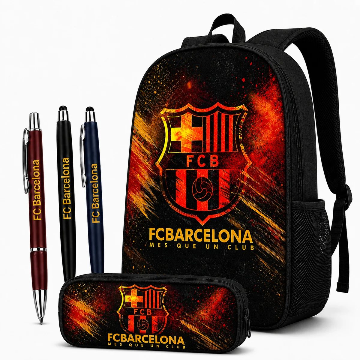 PLECAK FC BARCELONA FULLPRINT PEŁNY NADRUK + PIÓRNIK + DŁUGOPISY KOMPLET SZKOLNY