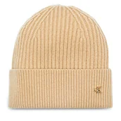 Czapki damskie - Czapka Calvin Klein Ck Metal Wool Beanie LV04D8032G Beżowy - miniaturka - grafika 1