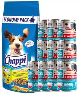 CHAPPI 13,5kg - sucha karma dla psów z drobiem i warzywami + Frendi kawałki  z wołowiną 10x400g - Sucha karma dla psów - miniaturka - grafika 1