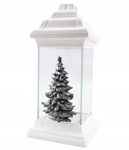Znicz Choinka Boże Narodzenie Kapliczka Na Święta Biały Ze Srebrną Choinką - Lampiony i znicze - miniaturka - grafika 1
