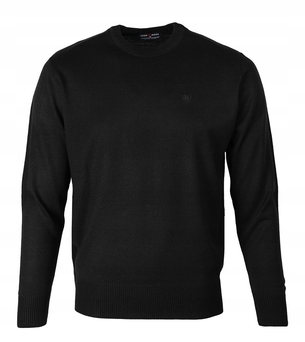 SWETER Męski Klasyczny Gładki CZARNY M Pako Jeans