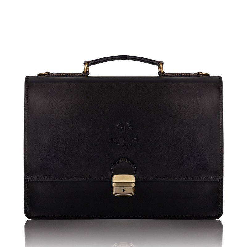 Skórzana Klasyczna Aktówka Teczka Męska Paolo Peruzzi N01-Bl