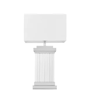 Lumina Deco DAVOS elegancka lampa stołowa podstawa szklane rurki proste wykończenie chrom abażur biały E27 - Lampy stojące - miniaturka - grafika 1