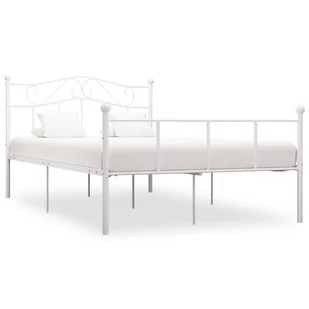 vidaXL Rama łóżka, biała, metalowa, 140 x 200 cm - Łóżka - miniaturka - grafika 1