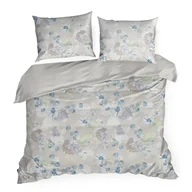 Pościel - Pościel z mikrowłókna 160x200 Julia popielata niebieska biała kwiaty - miniaturka - grafika 1