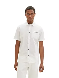 Koszule męskie - TOM TAILOR Męska koszula z krótkim rękawem z kieszenią na piersi, 10332 – Off White, 3XL - grafika 1