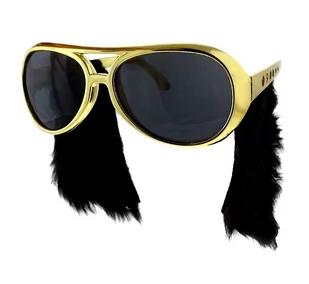 GoDan Okulary party "Elvis" z bakami, złote OKBEL-NP - Dodatki do strojów karnawałowych - miniaturka - grafika 1