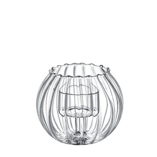 Świecznik ryflowany na 1 świecę tealight Wilmax 12cm ze szkła żaroodpornego - Świeczniki - miniaturka - grafika 1