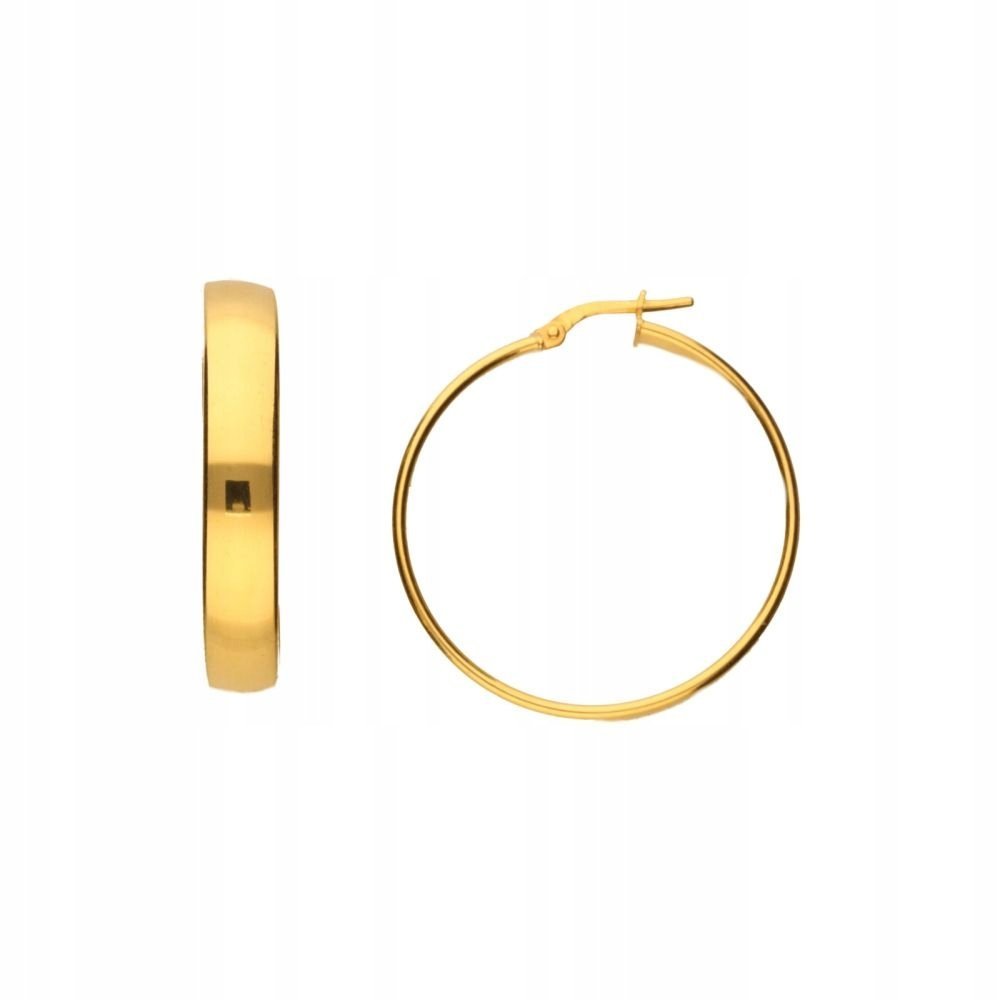 Srebrne kolczyki 925 koła pozłacane gładkie koła 34mm 6.8g na prezent