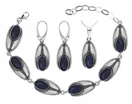 Zestawy biżuterii dla kobiet - SREBRNY KOMPLET BIŻUTERII Z NOCĄ KAIRU Pr.925! - miniaturka - grafika 1