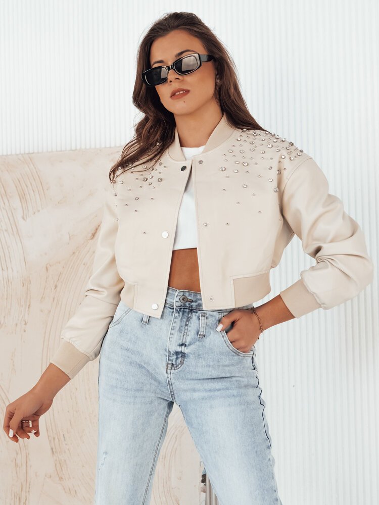 Kurtka damska skórzana PRIDA beżowa Dstreet TY4265-M/L