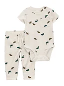 Body dla niemowląt - carter's 2-częściowy zestaw w kolorze kremowym - miniaturka - grafika 1