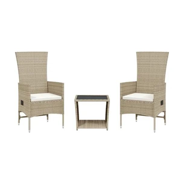 Zestaw Mebli Ogrodowych Rattan PE, Stół 45x45x40 cm, Fotele 58x62x108 cm