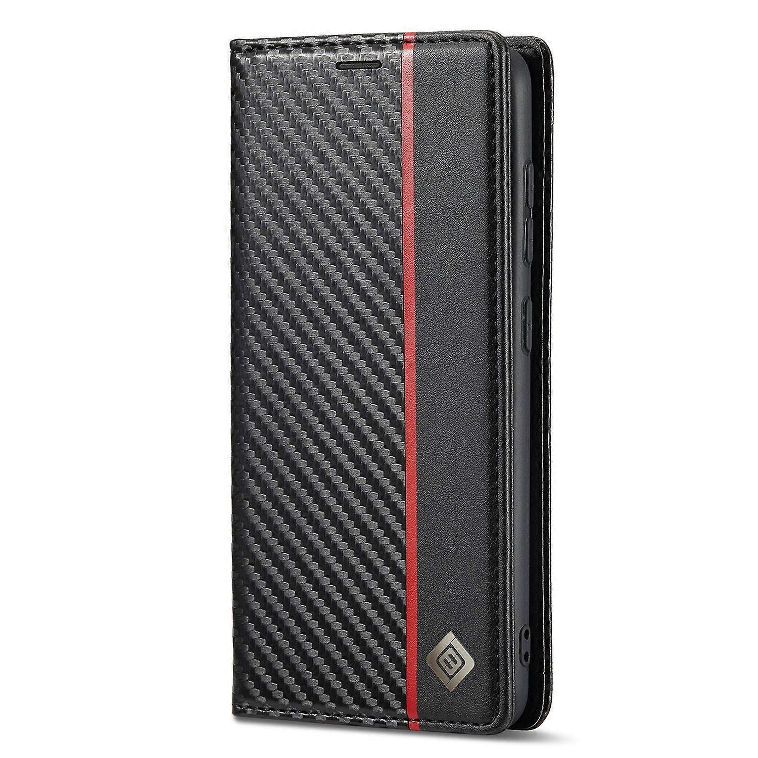 LC.IMEEKE Stojak na portfel Tekstura z włókna węglowego Magnetyczny automatycznie wchłaniany pokrowiec na telefon PU