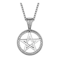 Łańcuszki - Naszyjnik Łańcuszek męski Stal Chirurgiczna Srebrny Pentagram Gwiazda - miniaturka - grafika 1
