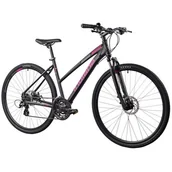 Rowery - Rower górski MTB INDIANA X-Cross 2.0 D15 28 cali Damski Czarno-różowy - miniaturka - grafika 1