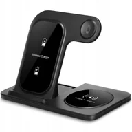 Ładowarki do telefonów - C-Tec Ładowarka indukcyjna QI Standard 3 w 1 czarna - miniaturka - grafika 1