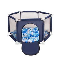 Maty edukacyjne - Selonis Sześciokąt składany KS-100X z piłeczkami 6cm niebieski: babyblue-niebieski-perła 63x64/100piłek - miniaturka - grafika 1