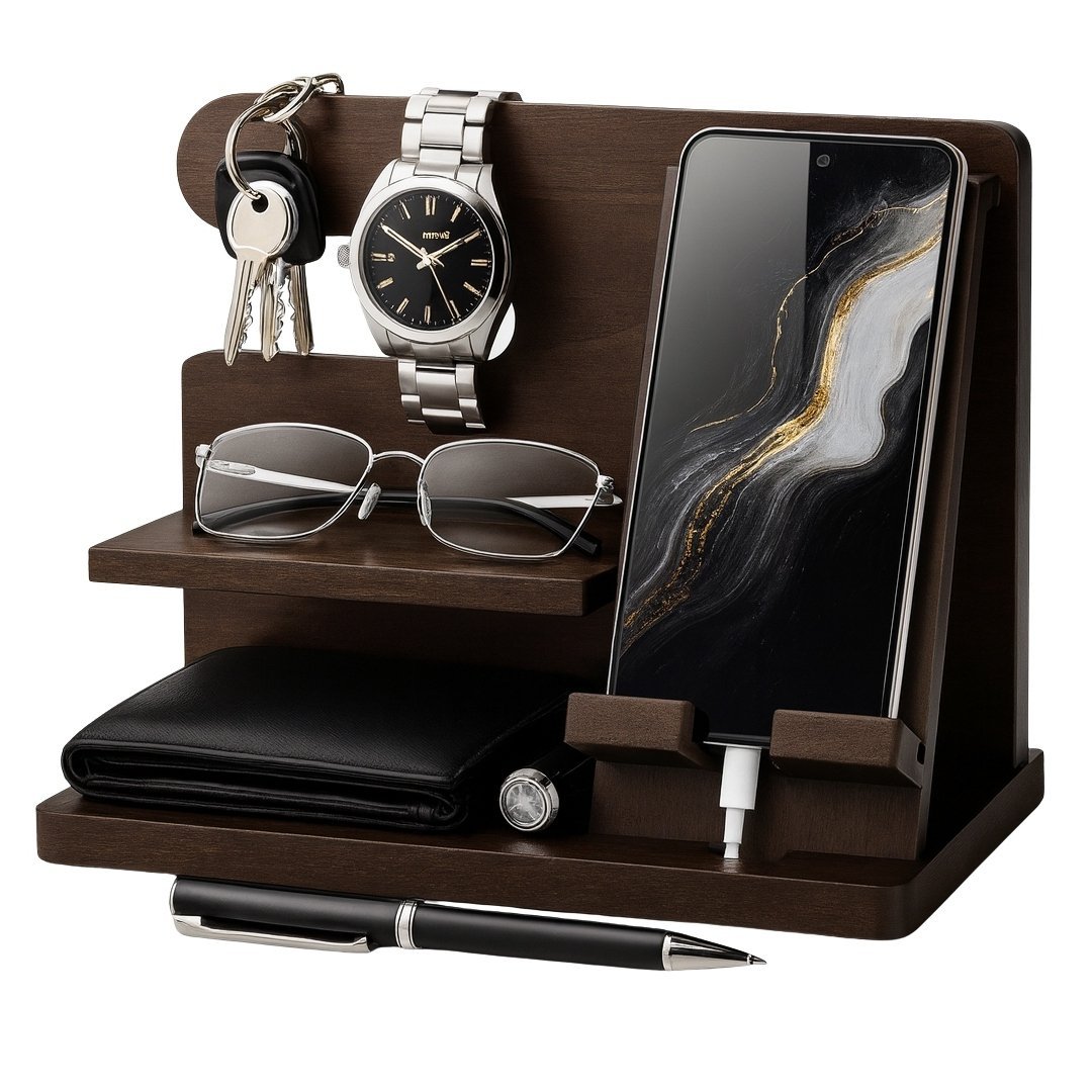 DREWNIANY STOJAK NA AKCESORIA ORGANIZER WYSTAWNA TACA - PIĘKNY PREZENT