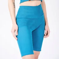 Legginsy - Legginsy krótkie spodenki damskie bawełniane prążkowane turkusowe CUNA S - inna (Inny) - miniaturka - grafika 1