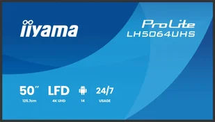 iiyama LH7564UHS-B1AG signage display Płaski panel Digital Signage 190,5 cm (75") Wi-Fi 500 cd/m² 4K Ultra HD Czarny Android 24/7 - Monitory reklamowe i wyświetlacze - miniaturka - grafika 1