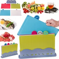 Deski do krojenia - ZESTAW 4 DESKI DO KROJENIA PLASTIKOWE NA STOJAKU DO MIĘSA WARZYW RYB DESKA - miniaturka - grafika 1