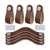Zawiasy, okucia i inne akcesoria - Klamka do drzwi przesuwnych - Uchwyt meblowy - Skóra ekologiczna - 8 sztuk - 128 mm - Brązowy - miniaturka - grafika 1