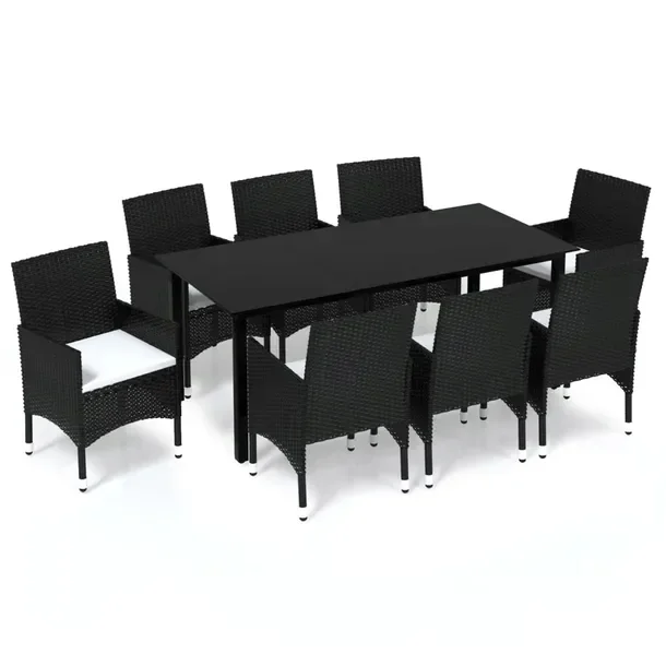 Zestaw Mebli Ogrodowych Rattan PE, Stół 190x90x74 cm, Krzesła 53x58x84 c